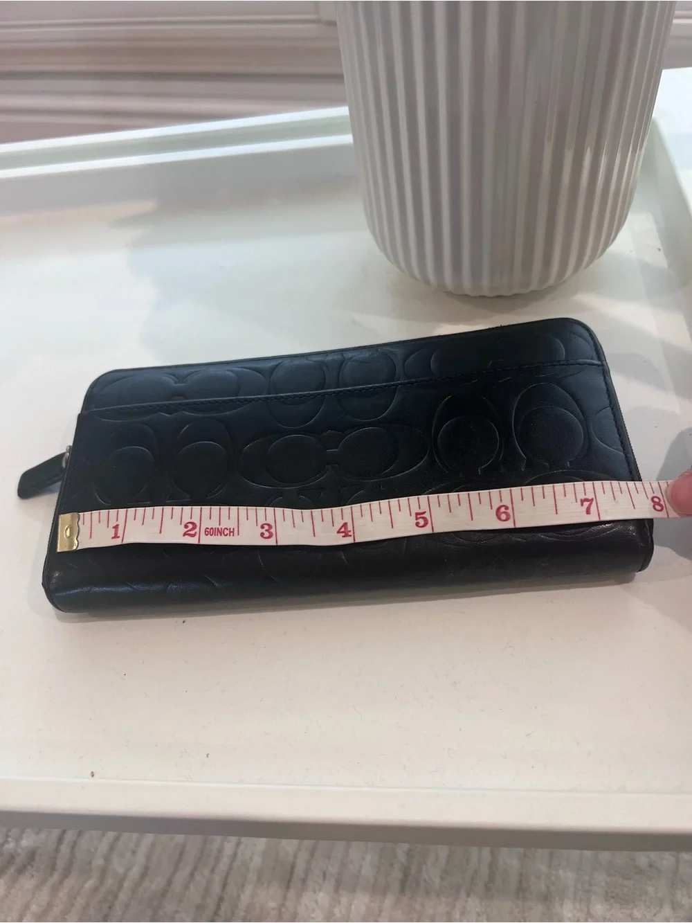 Mens‘ Coach Black Embossed Signature Zip Long Wallet